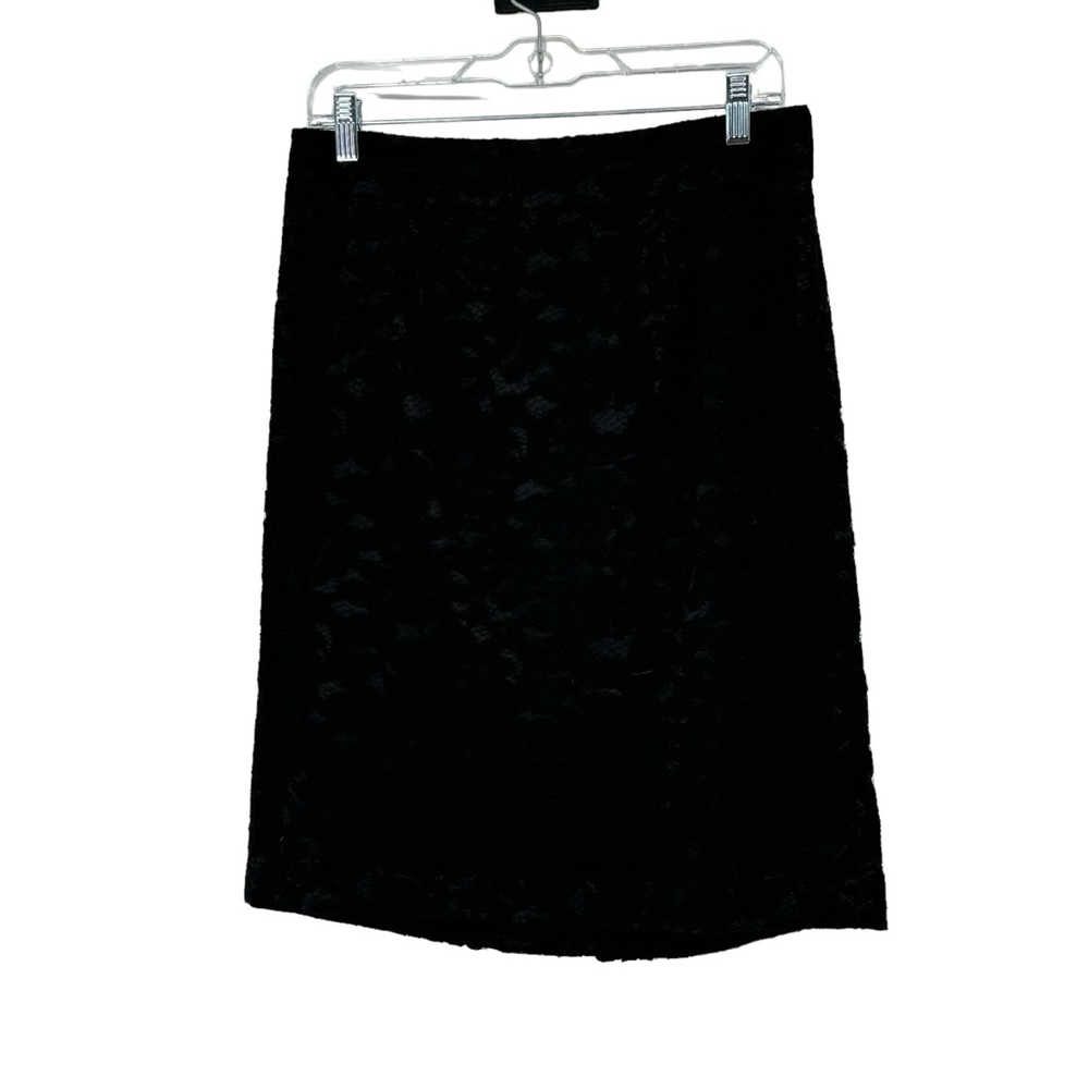 Women’s Banana Republic Size 8 Black Rayon/Cotton/Nylon Lace Lined Pencil Skirt